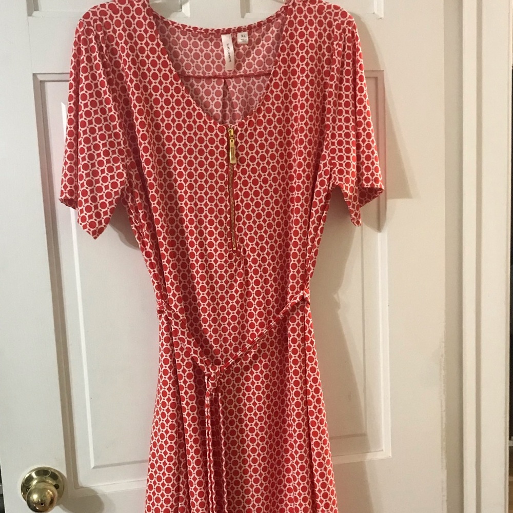 Tacera Orange geometric design dress NWOT, XL